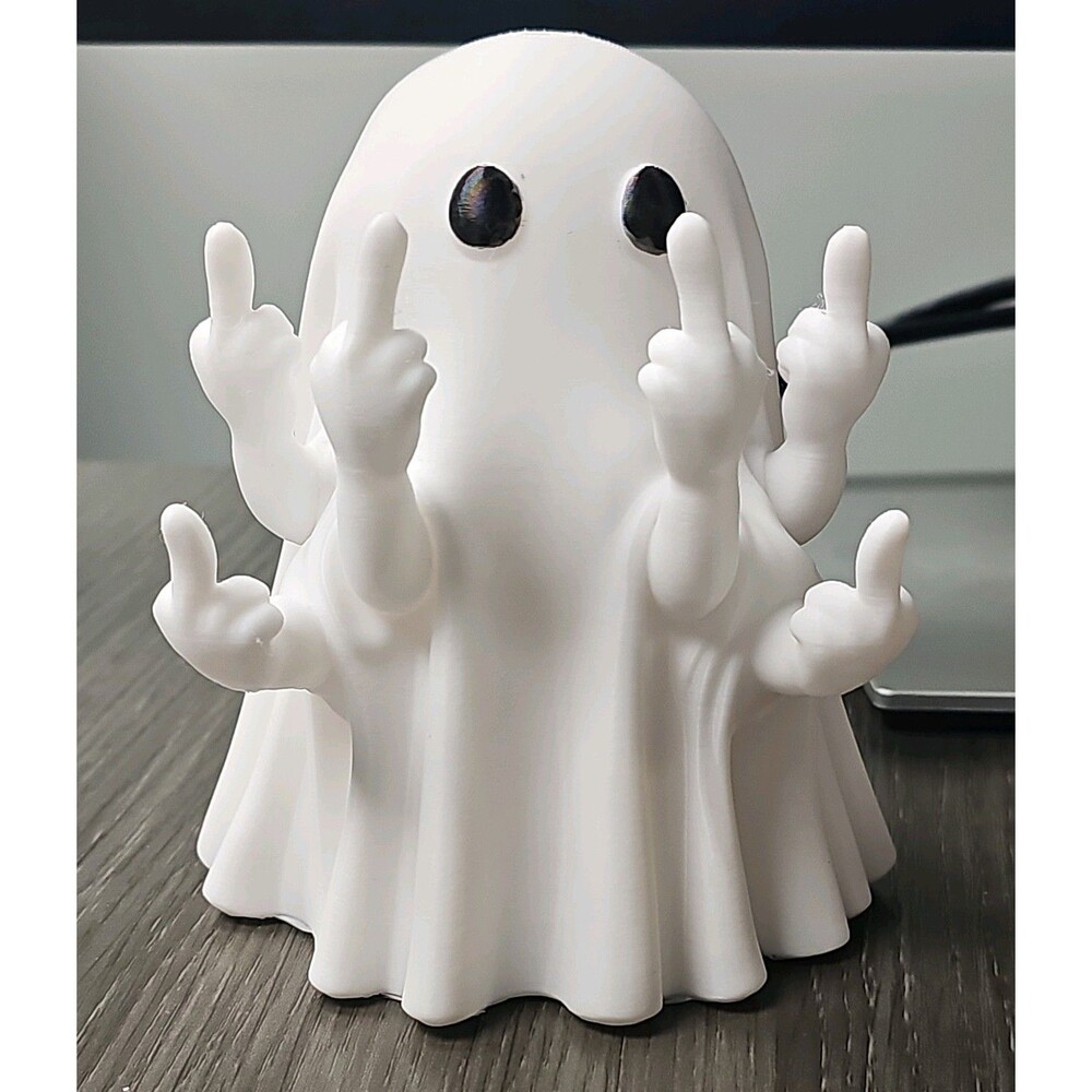 3D Printed 6" Ghost Figurines Flipping the Fingers 6 hands Halloween Décor